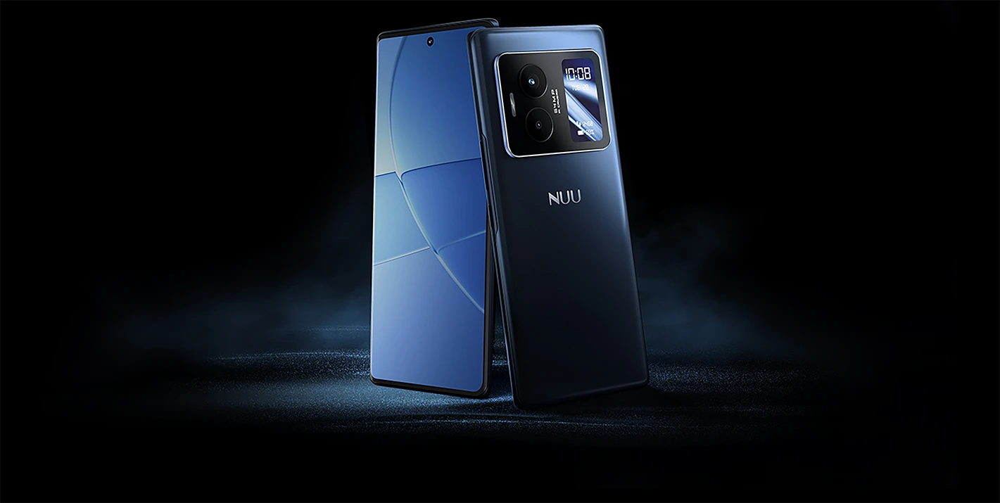 B40 smartphone front and back leaning on each other