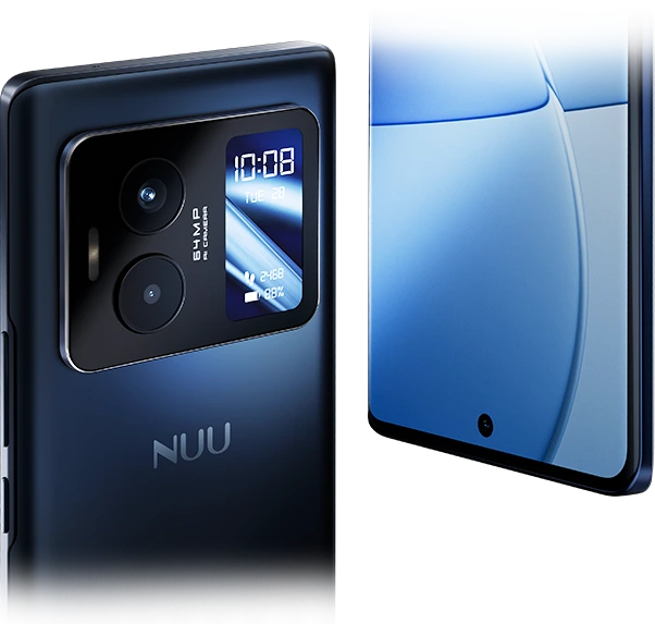 B40 smartphone back and front tilted inward