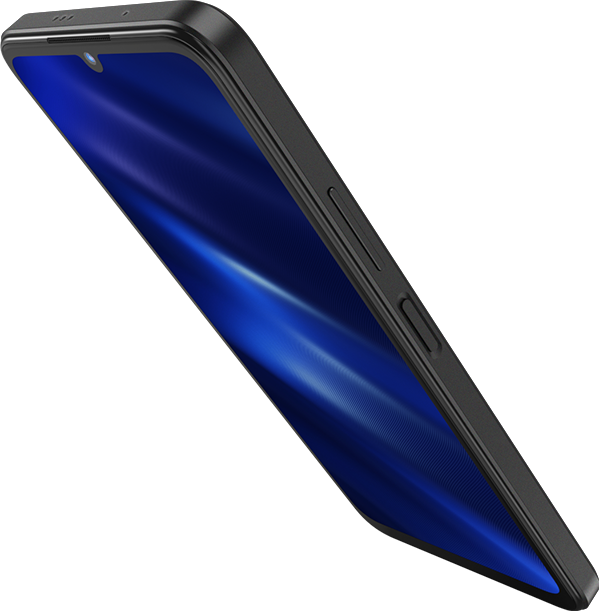 x10 5G Android smartphone front tilted forward to the left