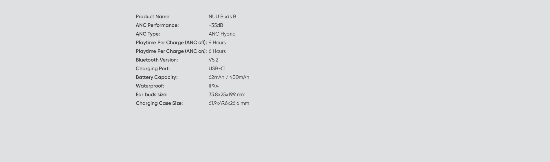 nuubuds b specifications